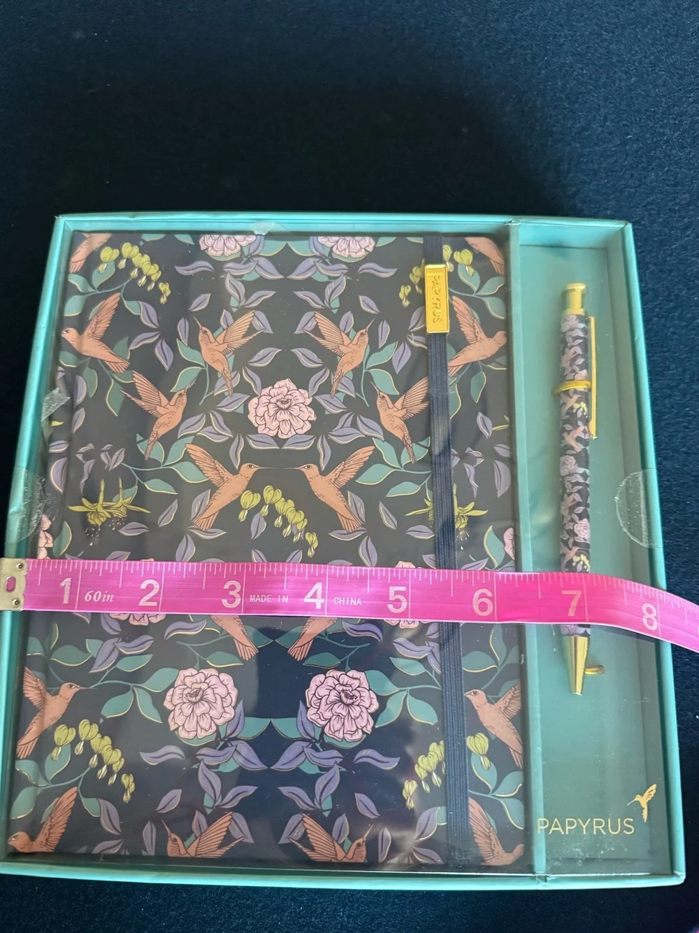 Papyrus Teal Gift Box beautiful notebook& coordinating pen. Floral/bird design